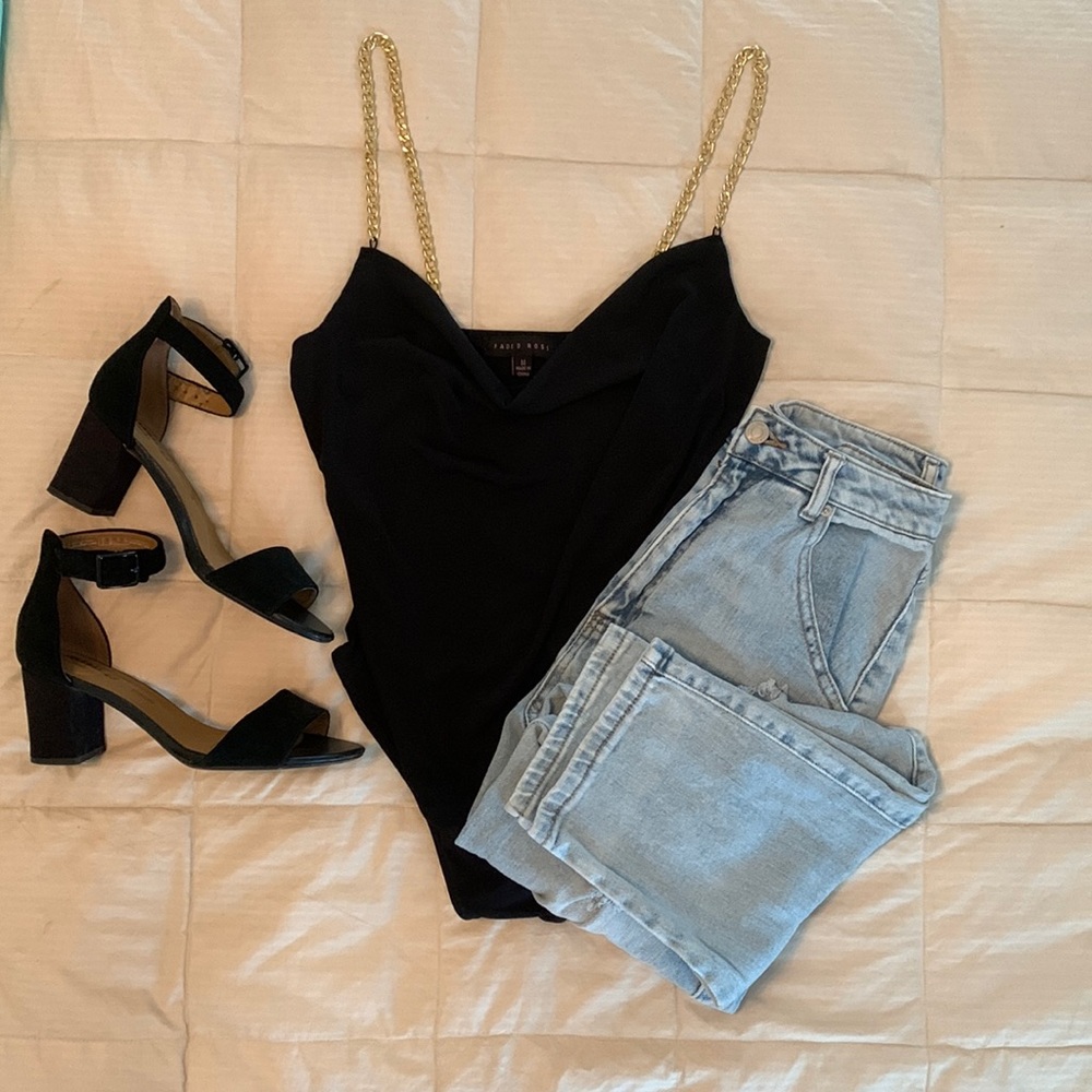 Black Chain-Strap Bodysuit